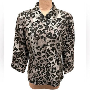 Silkland Women’s 100% Silk Animal Leopard Print Blouse Shirt Top Size Medium